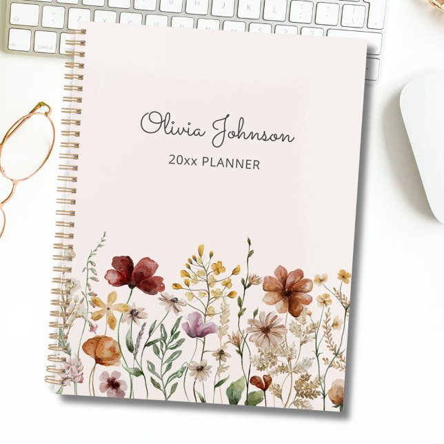 Agenda Bonito acuarela personalizada Floral silvestre (In situ)