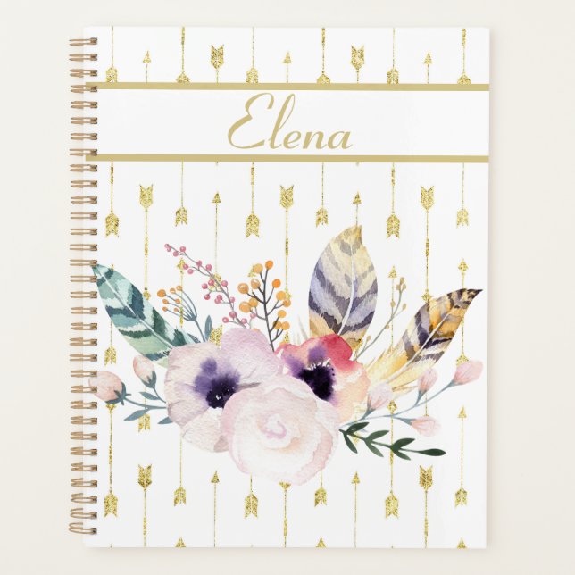 Agenda Bonito Boho Bouquet Personalizado (Anverso)