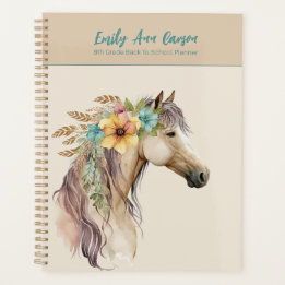 Agenda Bonito Boho Personalizado De Caballos De Vuelta Al