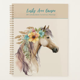 Agenda Bonito Boho Personalizado De Caballos De Vuelta Al