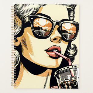 Agenda Bonito de historietas de arte pop: Mujer bebiendo