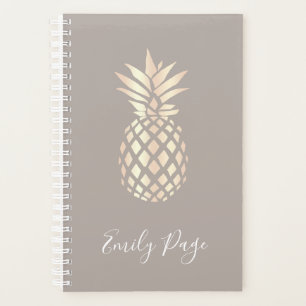 Agenda Bonito elegante rosa de cobre piña dorada y gris
