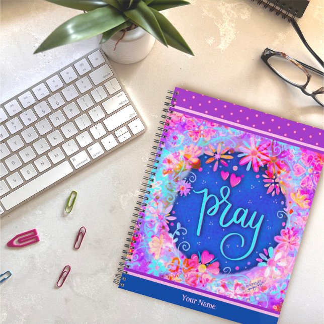 Agenda Bonito Floral Pray Cheful Purple Blue Art (Subido por el creador)