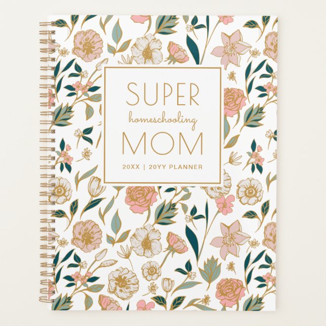 Agenda Bonito Floral Super Homeschooling Mamá Blanca (Anverso)