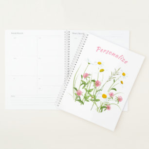 Agenda Bonito Flores salvajes Daisy Carnation Personaliza