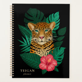 Agenda Bonito Jungle Leopard Floral Art | Negro | Nombre