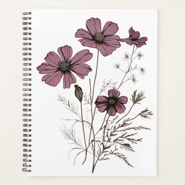 Agenda Bonito Meadow FlowPattern Diario Blanco Rosado (Anverso)