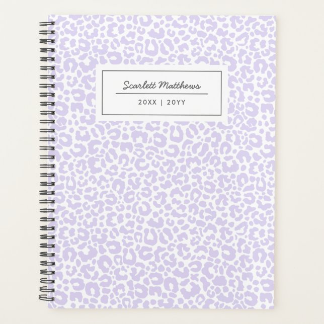Agenda Bonito Pastel Leopard Pattern Print Name Purple (Anverso)