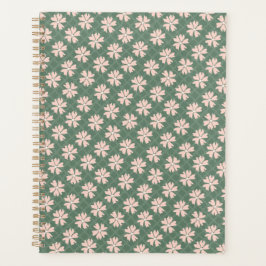 Agenda Bonito Pastel verde oscuro Patrón floral rosa