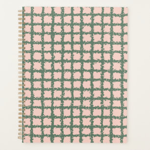 Agenda Bonito Pastel Verde Oscuro Pink Plaid Pattern