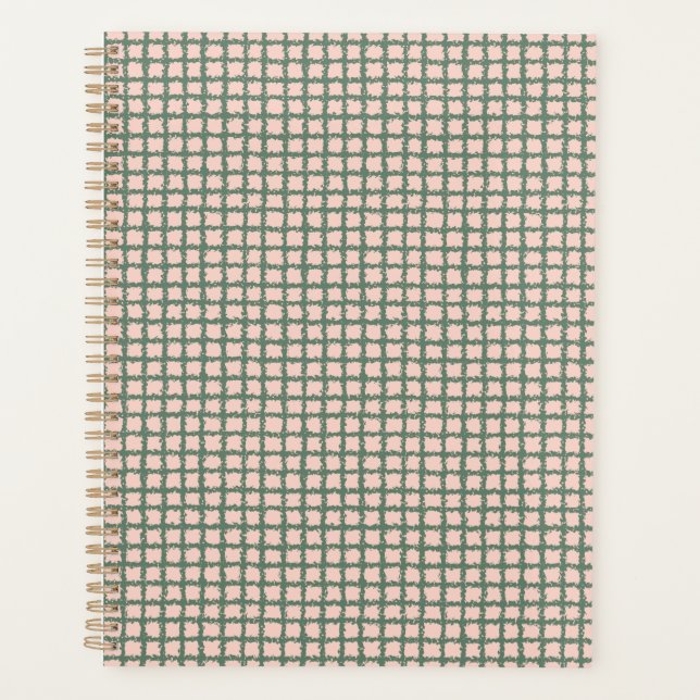 Agenda Bonito Pastel Verde Oscuro Pink Plaid Pattern (Anverso)