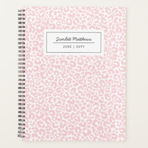 Agenda Bonito Patrón de leopardo Pink Nombre de impresi