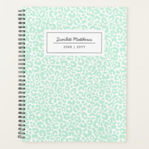 Agenda Bonito Patrón de leopardo Pintado Mint