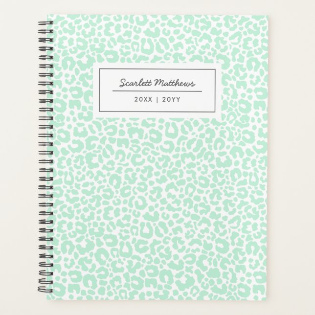 Agenda Bonito Patrón de leopardo Pintado Mint (Anverso)