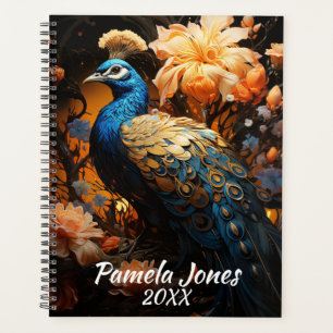 Agenda Bonito pavo real con flores