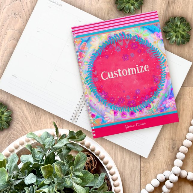 Agenda Bonito Personalizable floral alegre inactividad (Subido por el creador)
