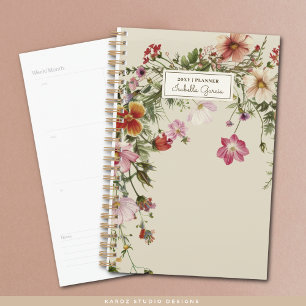 Agenda Bonito personalizada Planner de flores silvestres