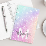 Agenda Bonito Purpurina holográfico Girly Glamorous<br><div class="desc">Personalice fácilmente este elegante y colorido patrón de purpurina bokeh con los detalles de su personalizado.</div>