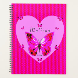 Agenda Bonito Red & Purple Butterflies Nombre personaliza