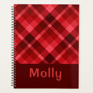 Agenda Bonito Ruby Red Plaid Monogram Planner