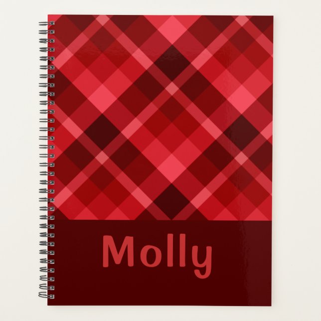 Agenda Bonito Ruby Red Plaid Monogram Planner (Anverso)
