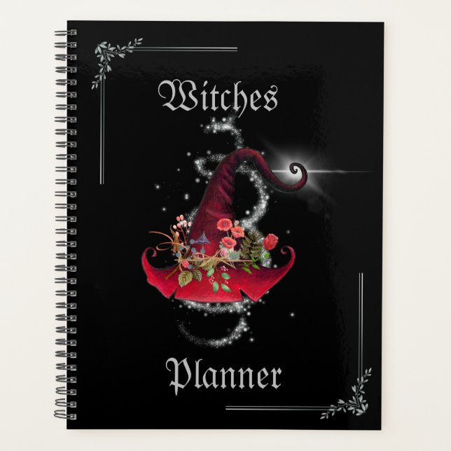 Agenda Bonito Sparkly Red Witch Gorra Black Journal (Anverso)