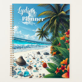 Agenda Bonito Tropical Beach Scene Coastal Personalizada