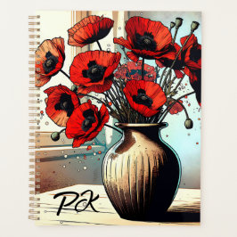 Agenda Bonito Vase de arte de los Poppies Rojos