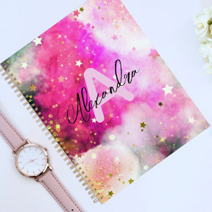 Agenda Bonitos Estrellas Nubes Rosa Y Guión De Moda Alegr