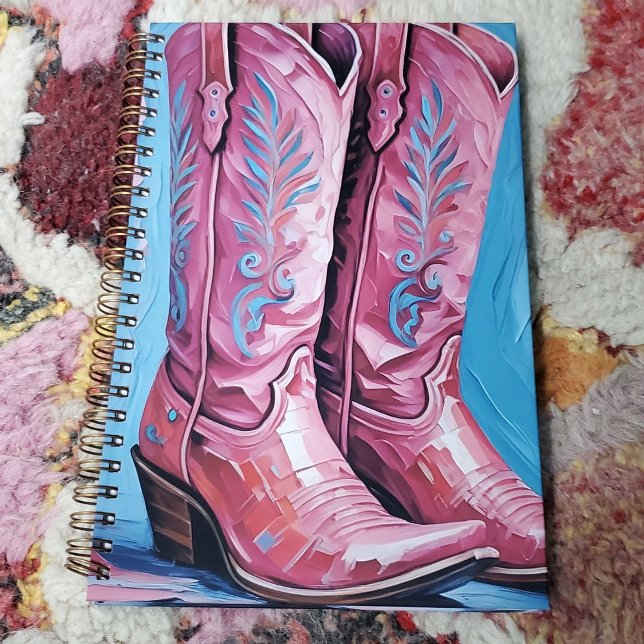 Agenda Boots de niña de vaca rosa (Pink Cowgirl Boots Planner)