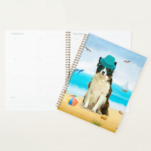 Agenda Borde de Perro Collie en la playa