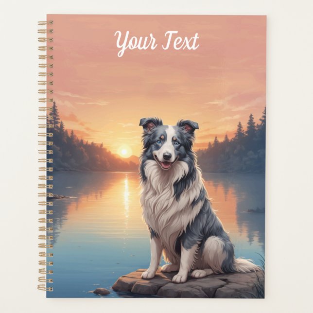 Agenda Border Collie Blue Merle junto al lago (Anverso)