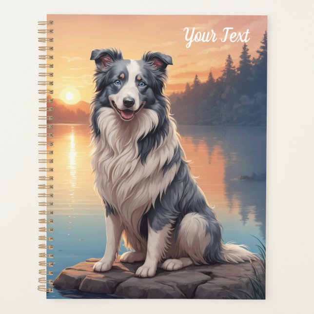 Agenda Border Collie Blue Merle junto al lago (Anverso)