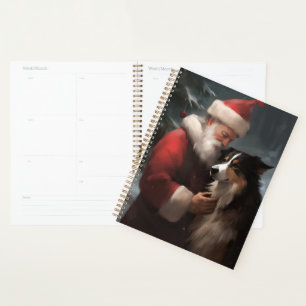 Agenda Border Collie con Santa Claus Festivo de Navidad