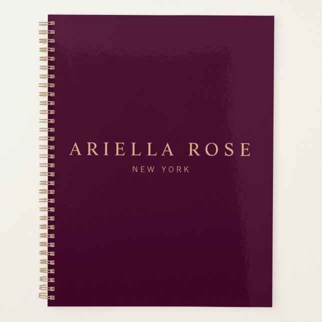 Agenda Borgoña moderna profesional elegante (Anverso)