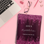 Agenda Borgoña purpurina gotea nombre 2025<br><div class="desc">Un fondo degradado de color burdeos,  decorado con tonalidades purpurinas,  pinturas que gotean. Personalice y agregue un año,  nombre y un título/texto.</div>