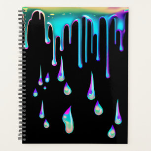 Agenda Borrador holográfico arcoiris negro metalizado