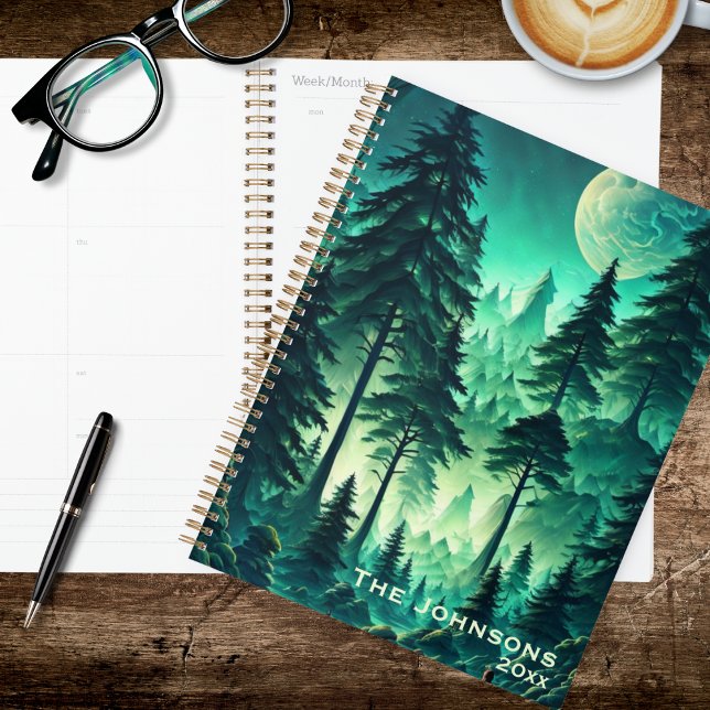 Agenda Bosque acuarela con luna llena (Subido por el creador)