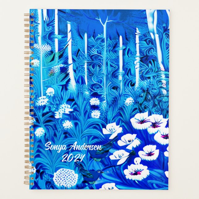 Agenda Bosque de fantasía con flores y aves (Anverso)