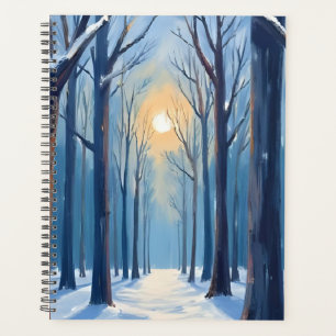 Agenda Bosque Invernal Acuarela Árboles Azules