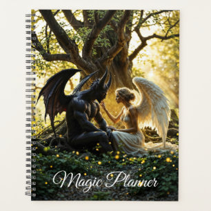 Agenda Bosque místico del demonio del ángel blanco negro