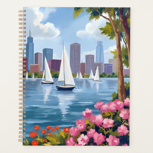 Agenda Boston Harbor Spring | Boat Bay City Skyline (Anverso)