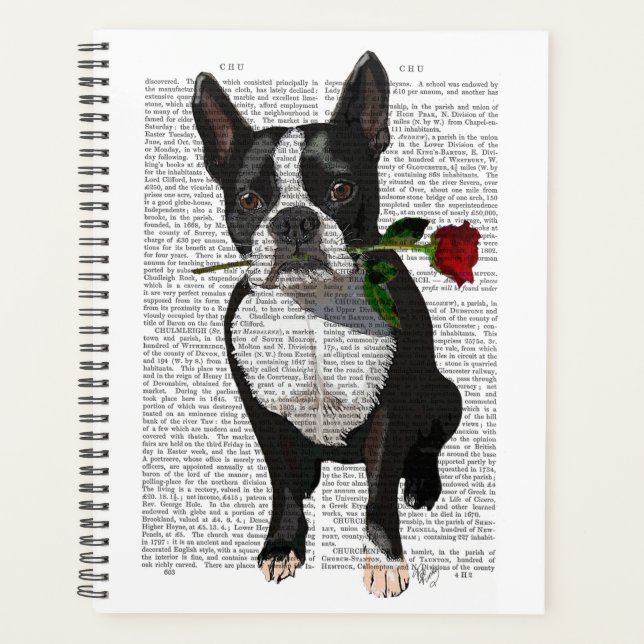 Agenda Boston Terrier con Rosa en boca (Anverso)