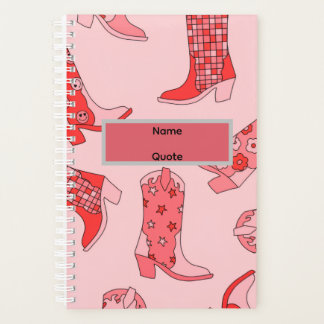 Agenda Bota vaquera rosa espiral encuadernada 