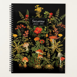Agenda Botanicals Florals Mushroom Black Notebook