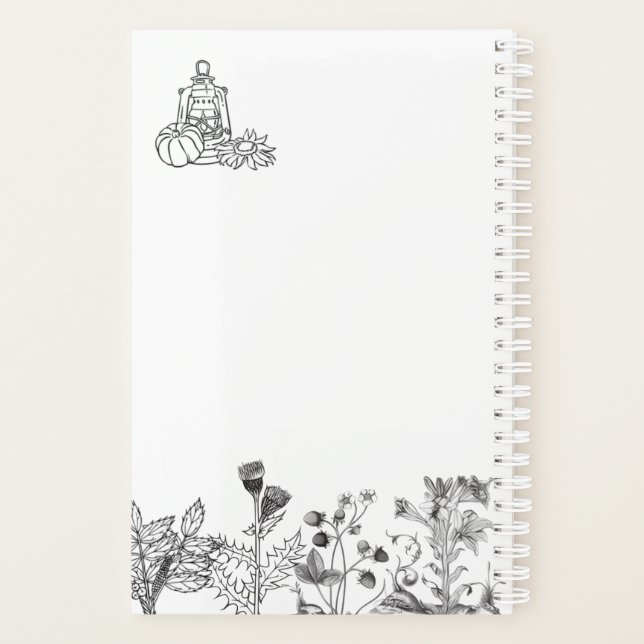 Agenda Botánico Antiguo Blanco y Negro (Reverso)