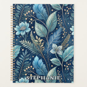Agenda Botánico Intrincado Azul y Verde -Azul oscuro estr