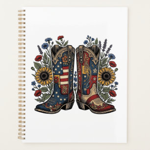 Agenda Botas de vaquero patrióticas camisa floral de gira