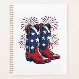 Agenda Botas de vaquero patrióticas Diseño de camisa west
