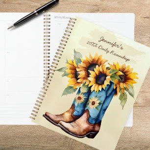 Agenda Botas de Vaquero Rústicas del Oeste y Girasoles